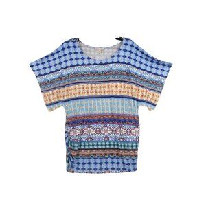 Womens 1X Multi-Color Patterned Tunic Top By Established 1962 Comfortable Fit